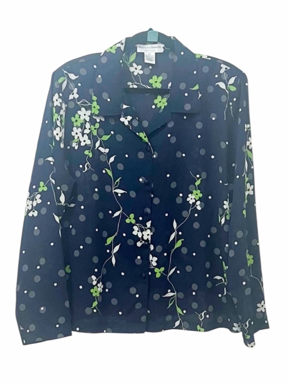 Vintage Draper’s and Damon’s floral navy Bleu Blouse Size 18 Petite